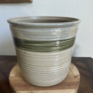 R Tadlock‎ Artist Planter Pot 7.8 Inch Stoneware Pottery Signed Southwest Texas
